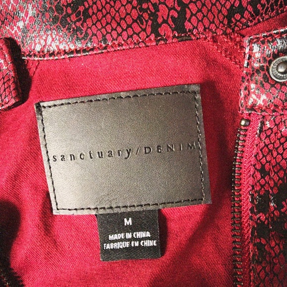 Red Snake Print Leather Jacket - Picture 5 of 7